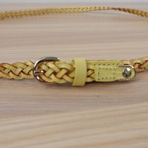 Leather Braided Belt Large Genuine‎ Yellow Skinny Luxury KUMIKYOKU JAPAN 36 / 90
